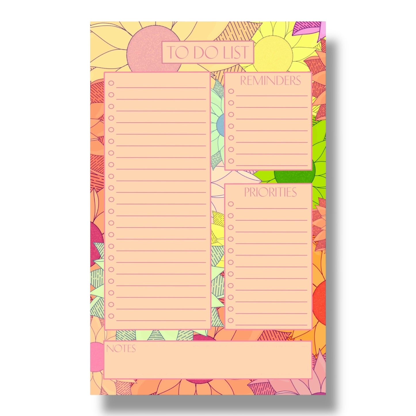 Large to do list floral design rainbow in color reminders priorities and note section kass lynae designs