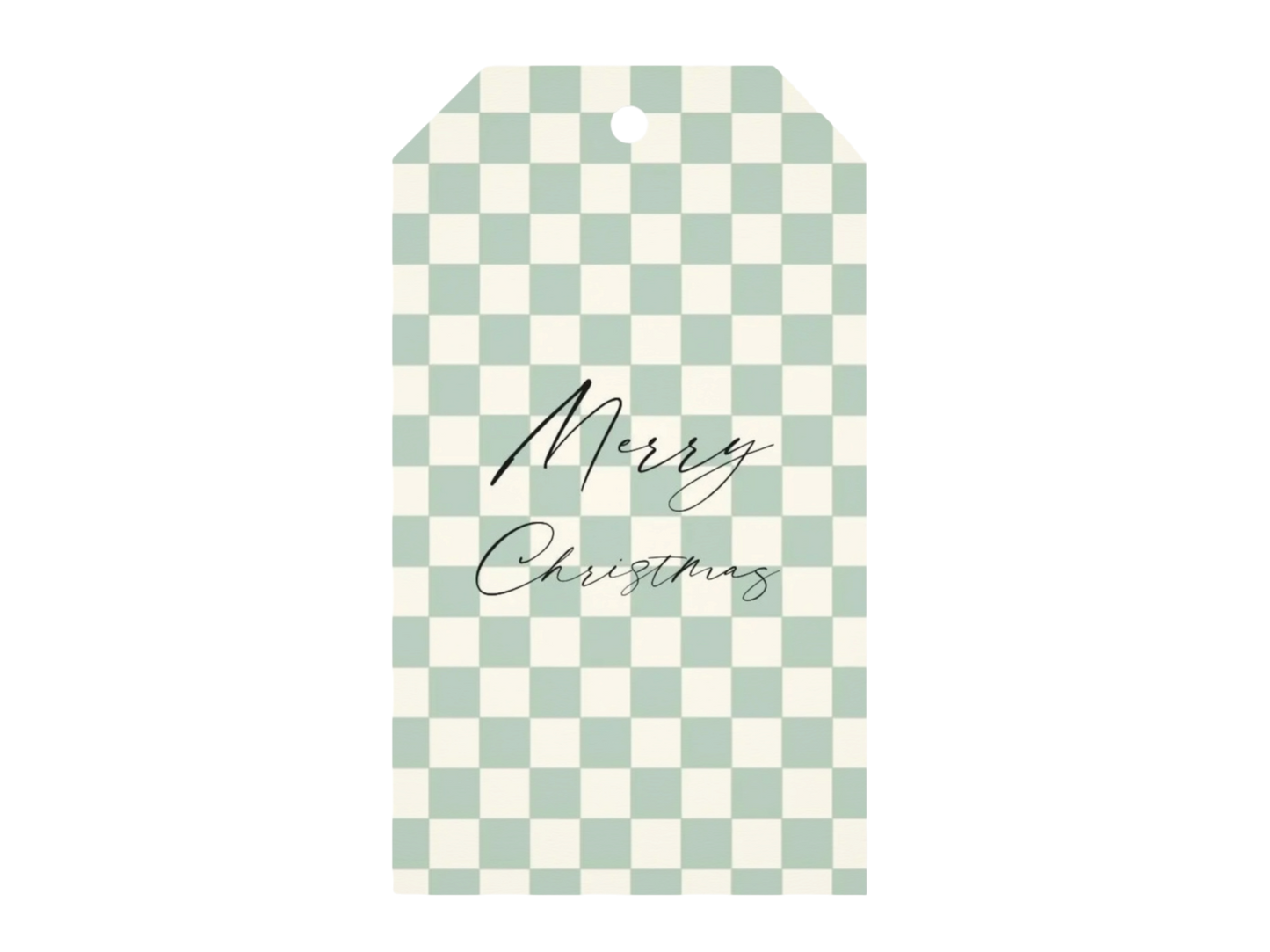 Green Checker Collection Merry Christmas Gift Tags
