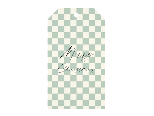 Green Checker Collection Merry Christmas Gift Tags