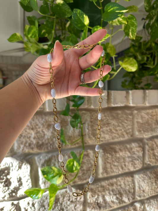 Blue Lace Agate embedded Chain