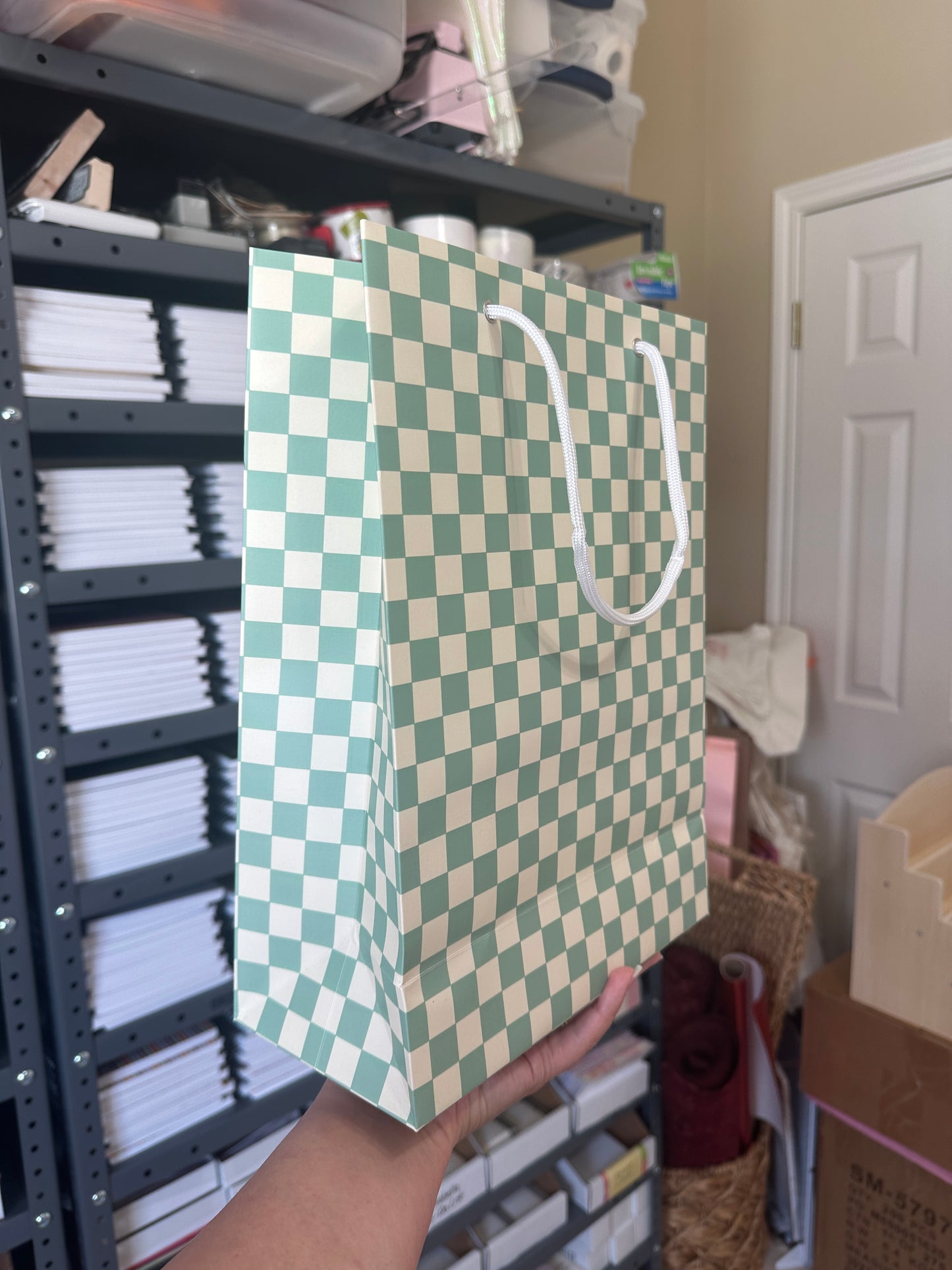 Premium Green Checker Gift Bag