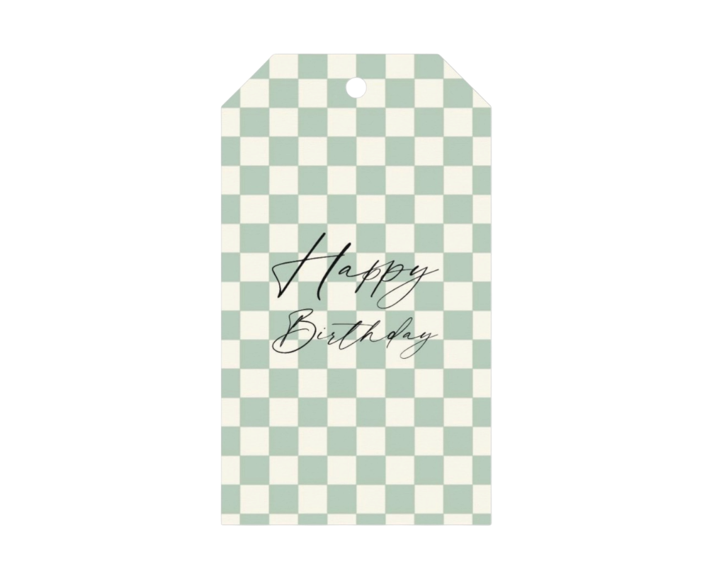 Green Checker Collection Happy Birthday Gift Tags